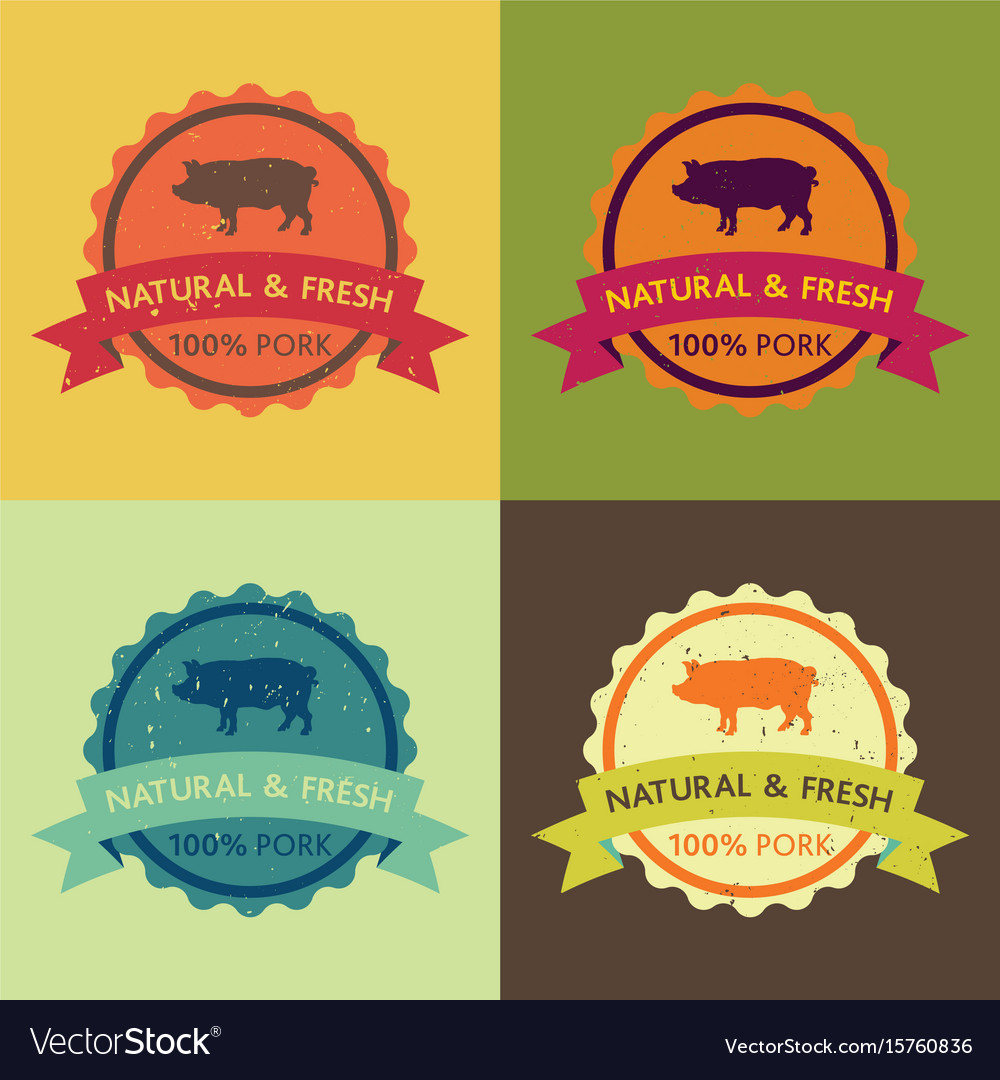 Natural fresh pork food set Royalty Free Vector Image