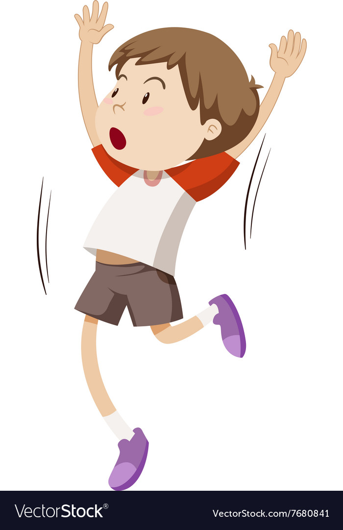 Boy having both arms up Royalty Free Vector Image