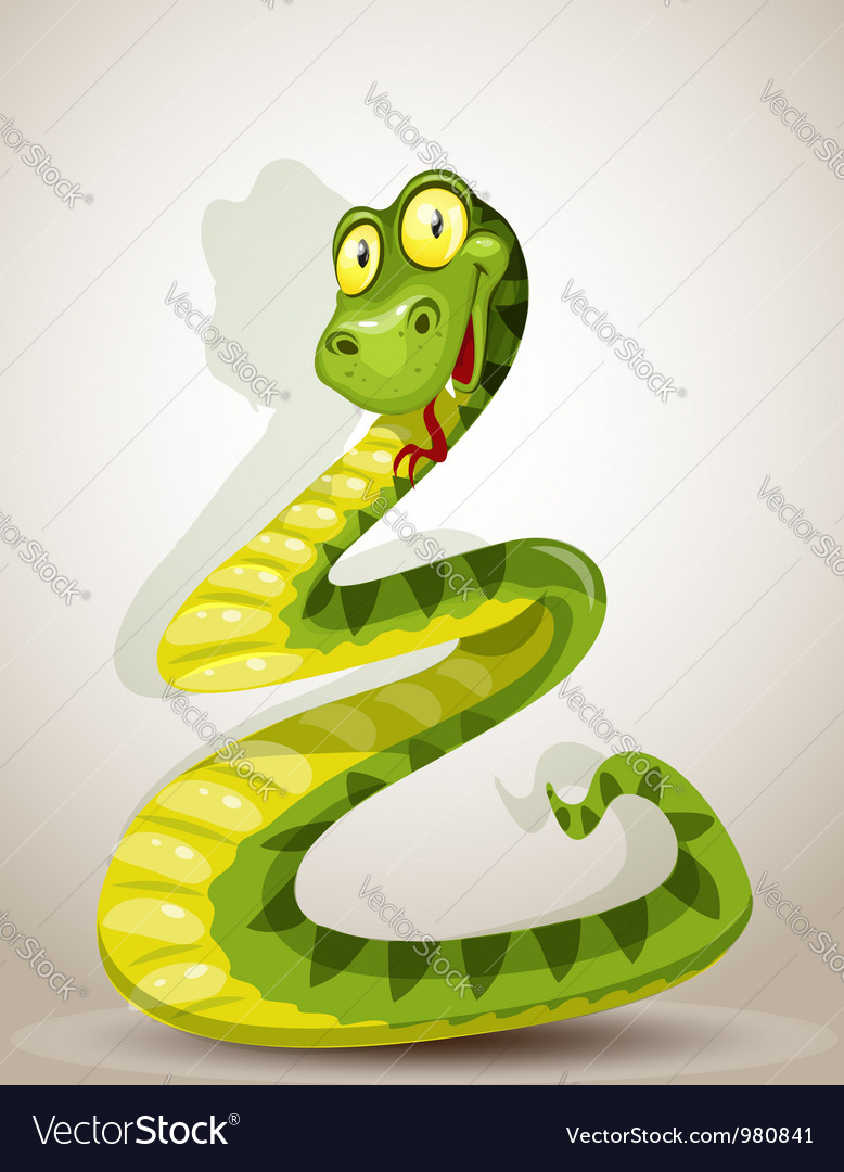 Funny Green Cheerful Snake Royalty Free Vector Image