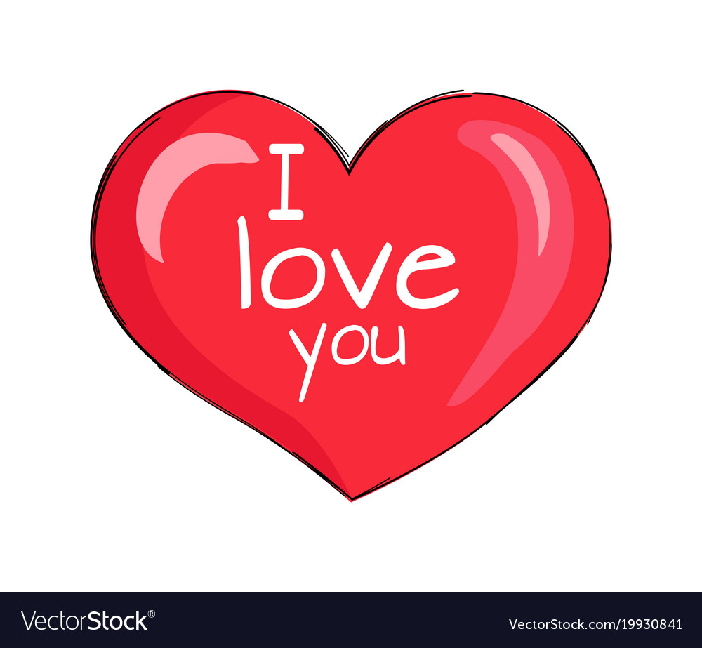 Download I love you inscription on red heart shape symbol Vector Image