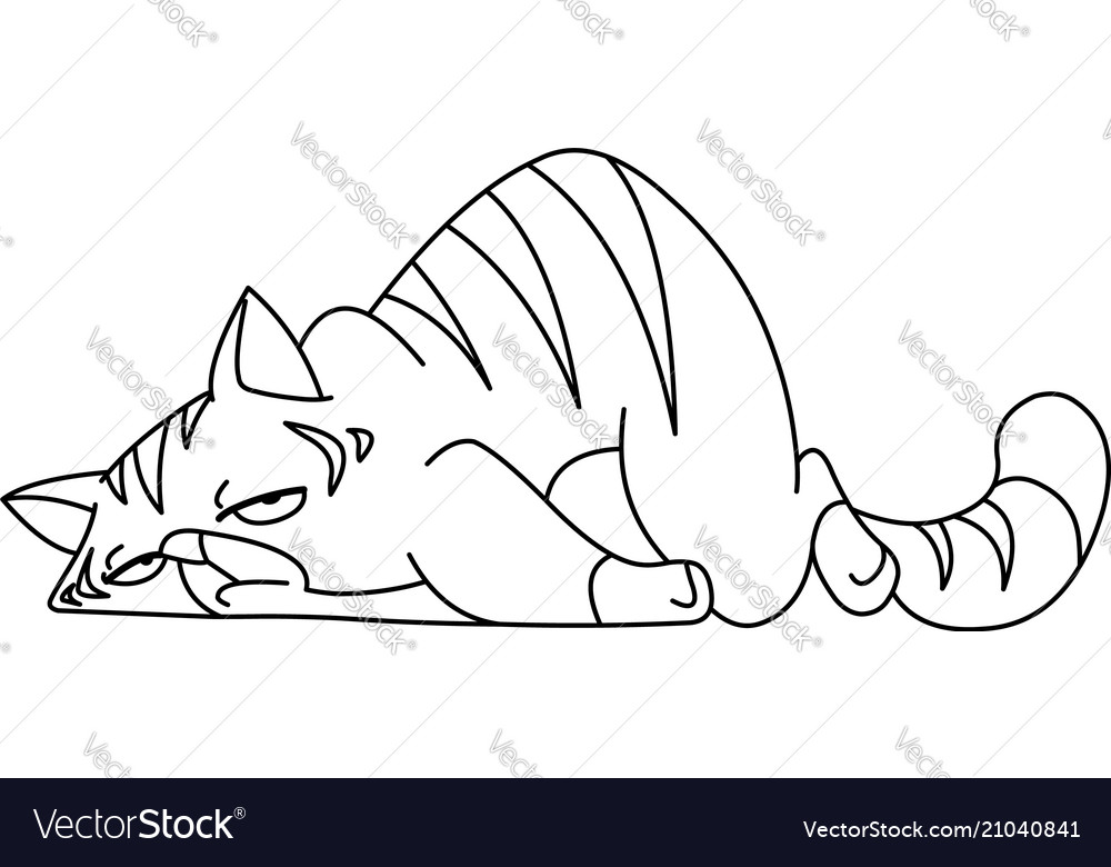 Outlined tired cat Royalty Free Vector Image - VectorStock