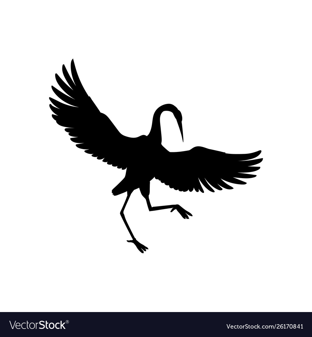 Silhouette or black ink symbol a crane bird Vector Image