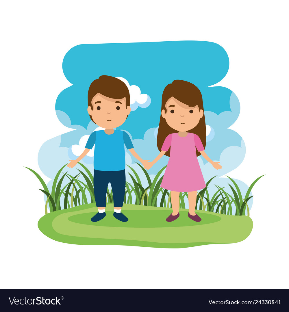 Young couple in the camp avatars characters Vector Image