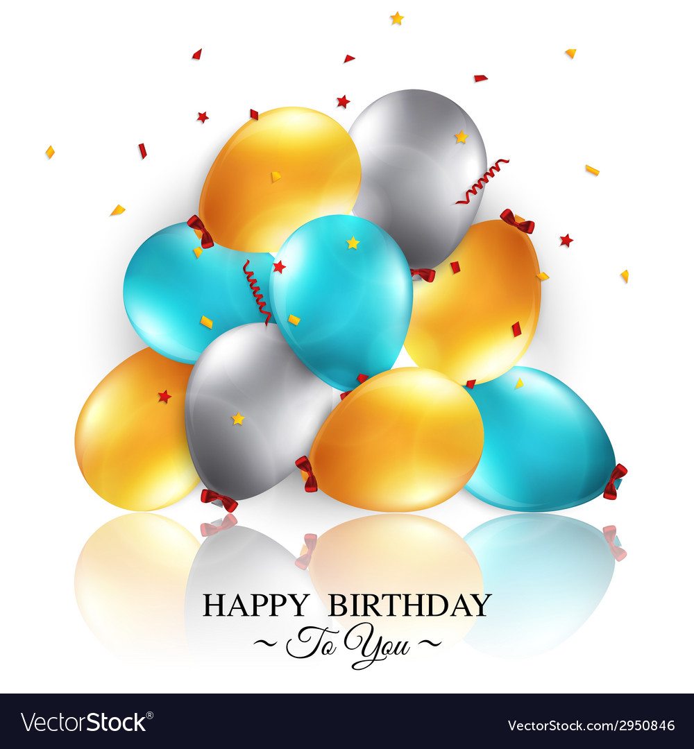 Birthday card with balloons and text Royalty Free Vector