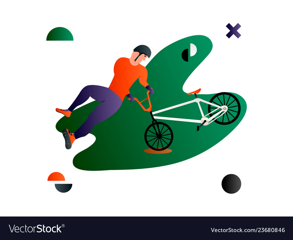 Bmx cartoon flat rider doing a trick Royalty Free Vector Bmx cartoon flat rider doing a trick Royalty Free Vector