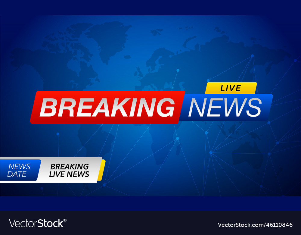 Breaking news on world map background planet news Vector Image