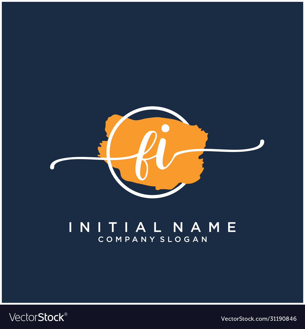 F i initial handwriting logo design with brush Vector Image