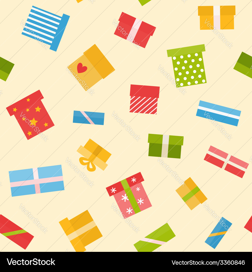 Flat seamless pattern with presents Royalty Free Vector