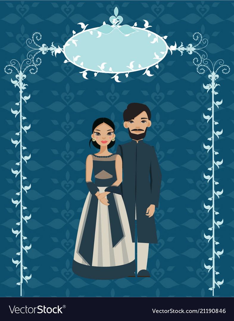 Indian Couple In Wedding Card Wedding Ceremony Of Vector Image