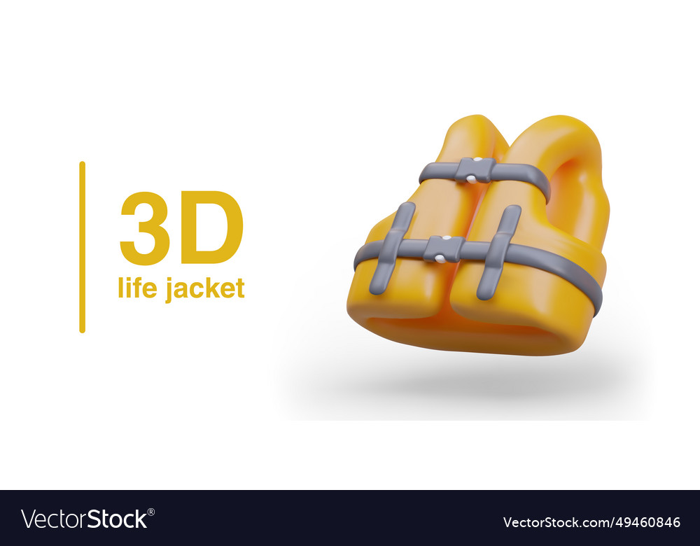 Poster with realistic life jacket in yellow color Vector Image
