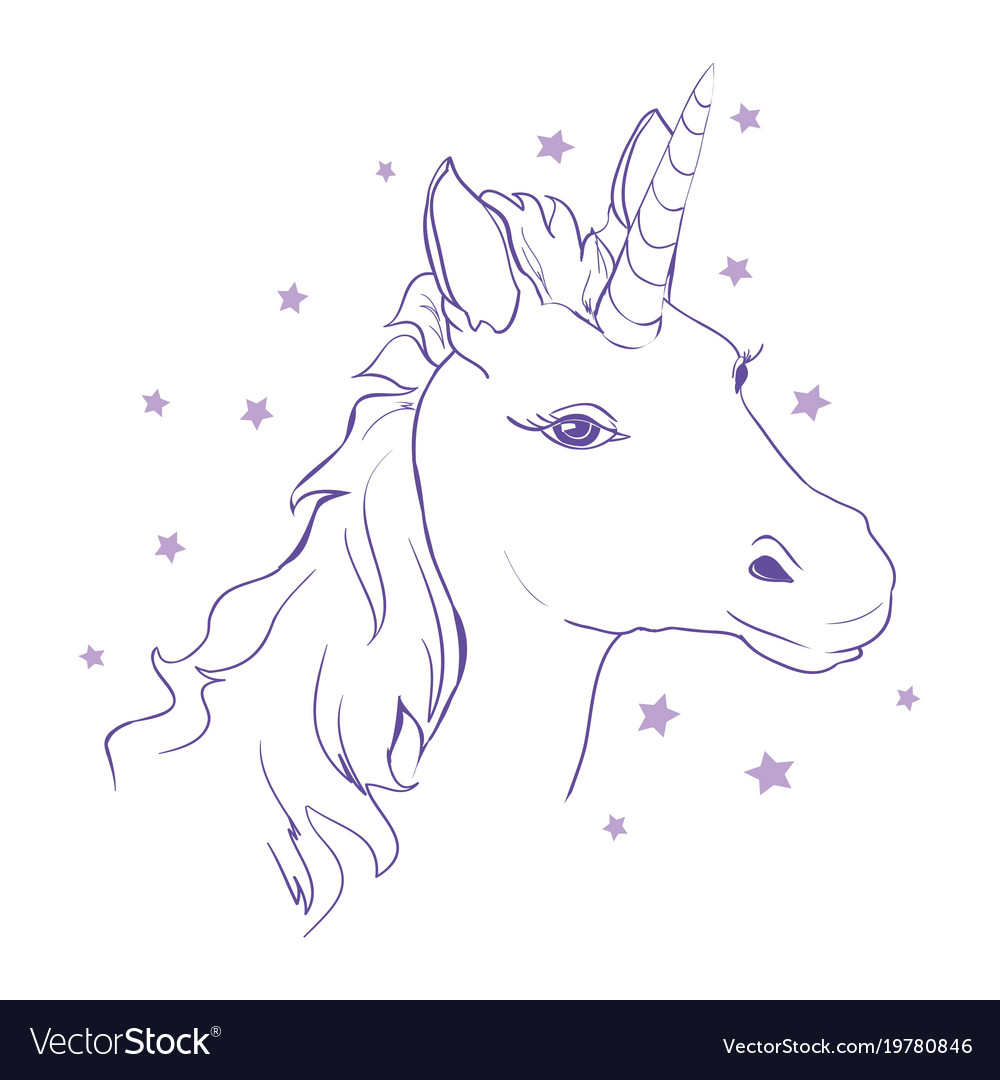 Sketch unicorn hand drawn ink unicorn horse Vector Image