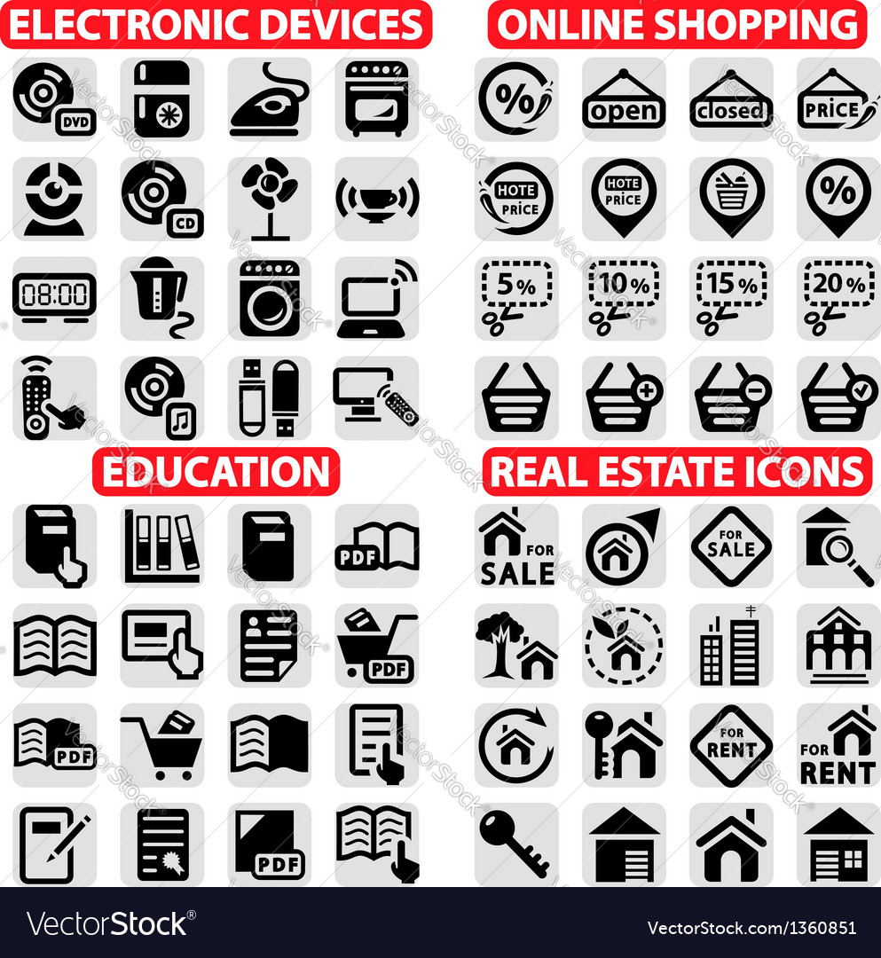 Big icons set Royalty Free Vector Image - VectorStock