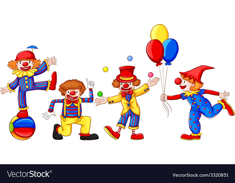 Colourful clowns Royalty Free Vector Image - VectorStock