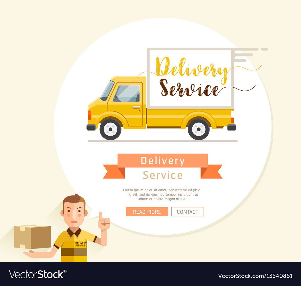 Delivery Truck Service Flat Style Royalty Free Vector Image