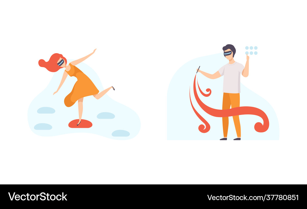People using virtual reality technologies set Vector Image