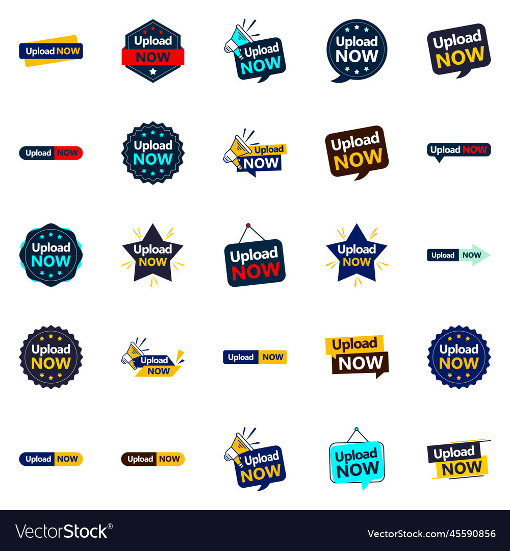 25 dynamic designs in the upload now pack perfect Vector Image