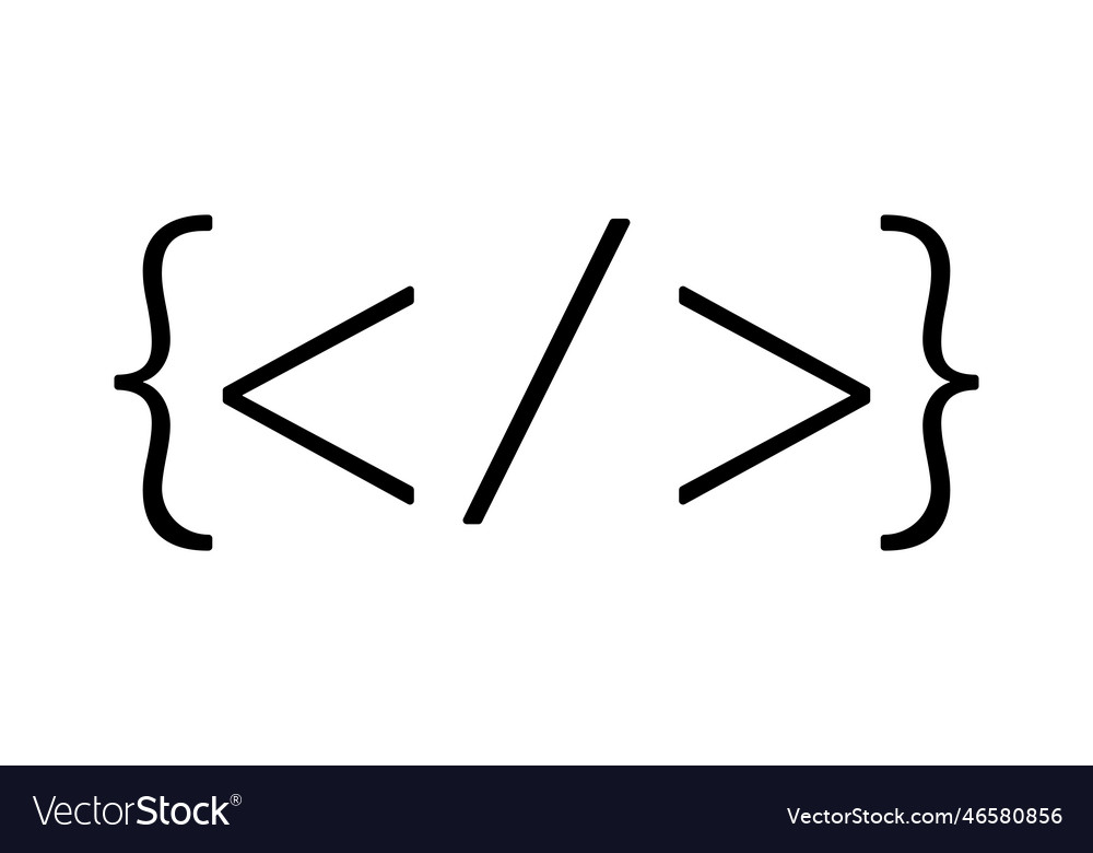 Black slash brackets symbols icon Royalty Free Vector Image