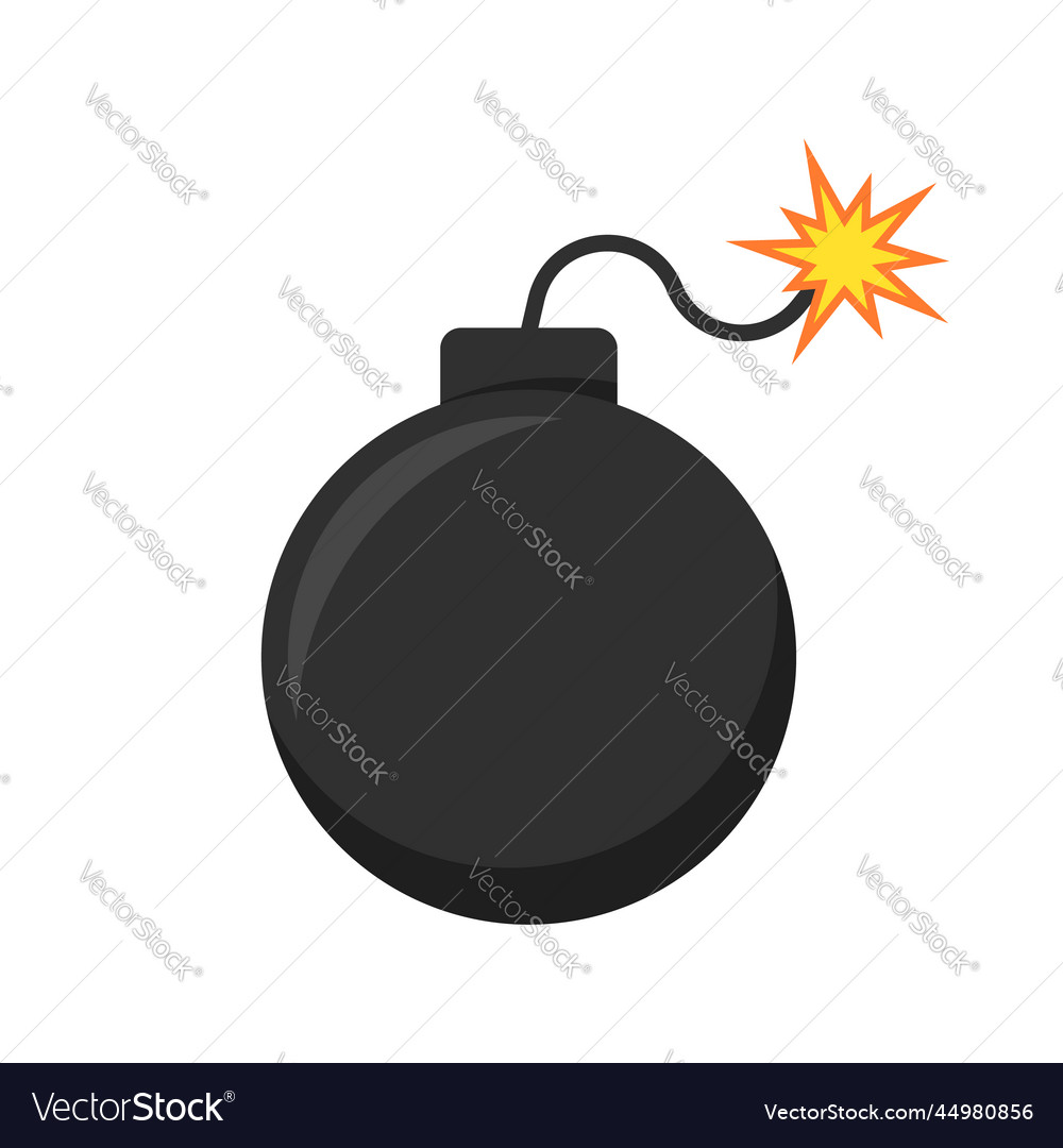 Burning fuse black bomb bomb with spark Royalty Free Vector