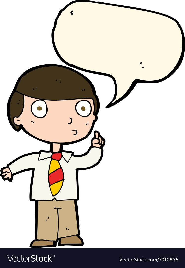 Cartoon school boy with speech bubble Royalty Free Vector