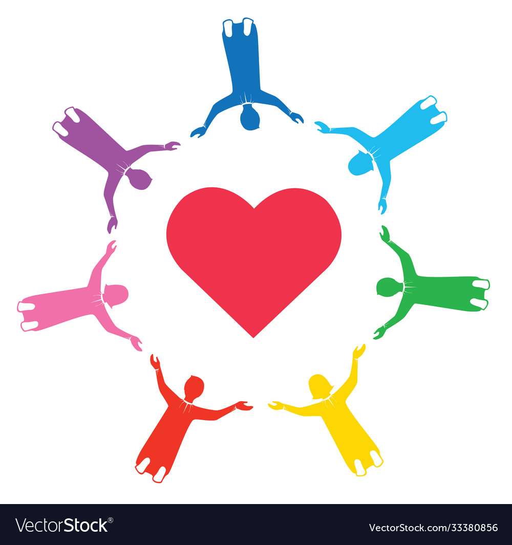 Group people holding hands with love Royalty Free Vector