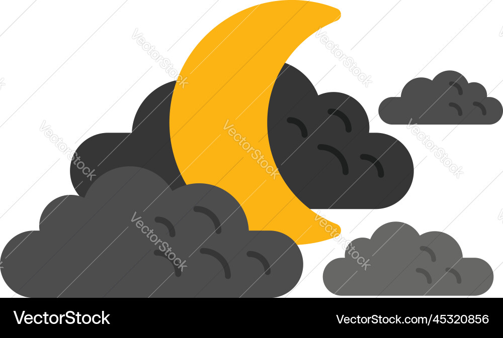 Moon sky icon flat cloud rain Royalty Free Vector Image
