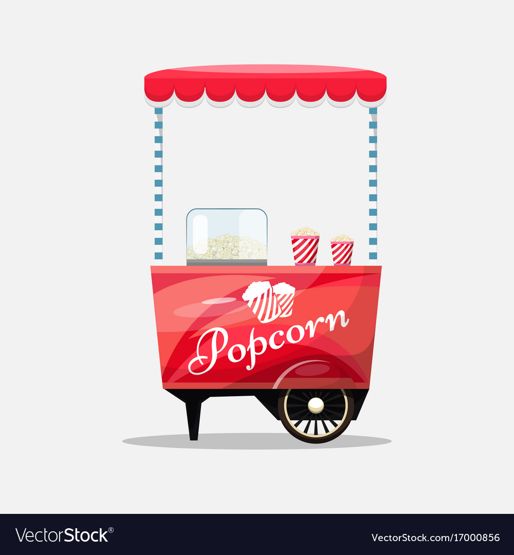 Popcorn cart kiosk on wheels retailers sweets Vector Image