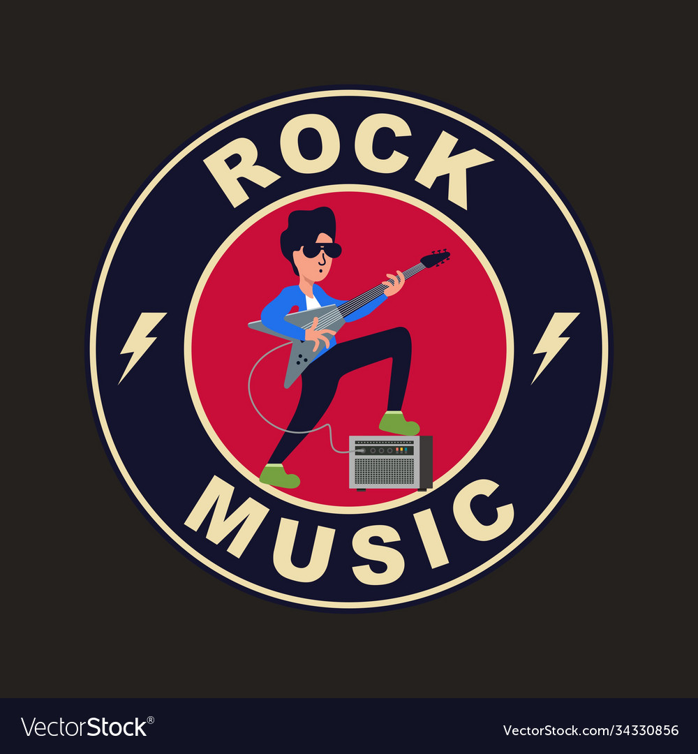 Rock music icon emblems Royalty Free Vector Image