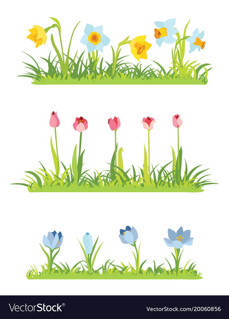 Set spring april flowery borders for easter Vector Image