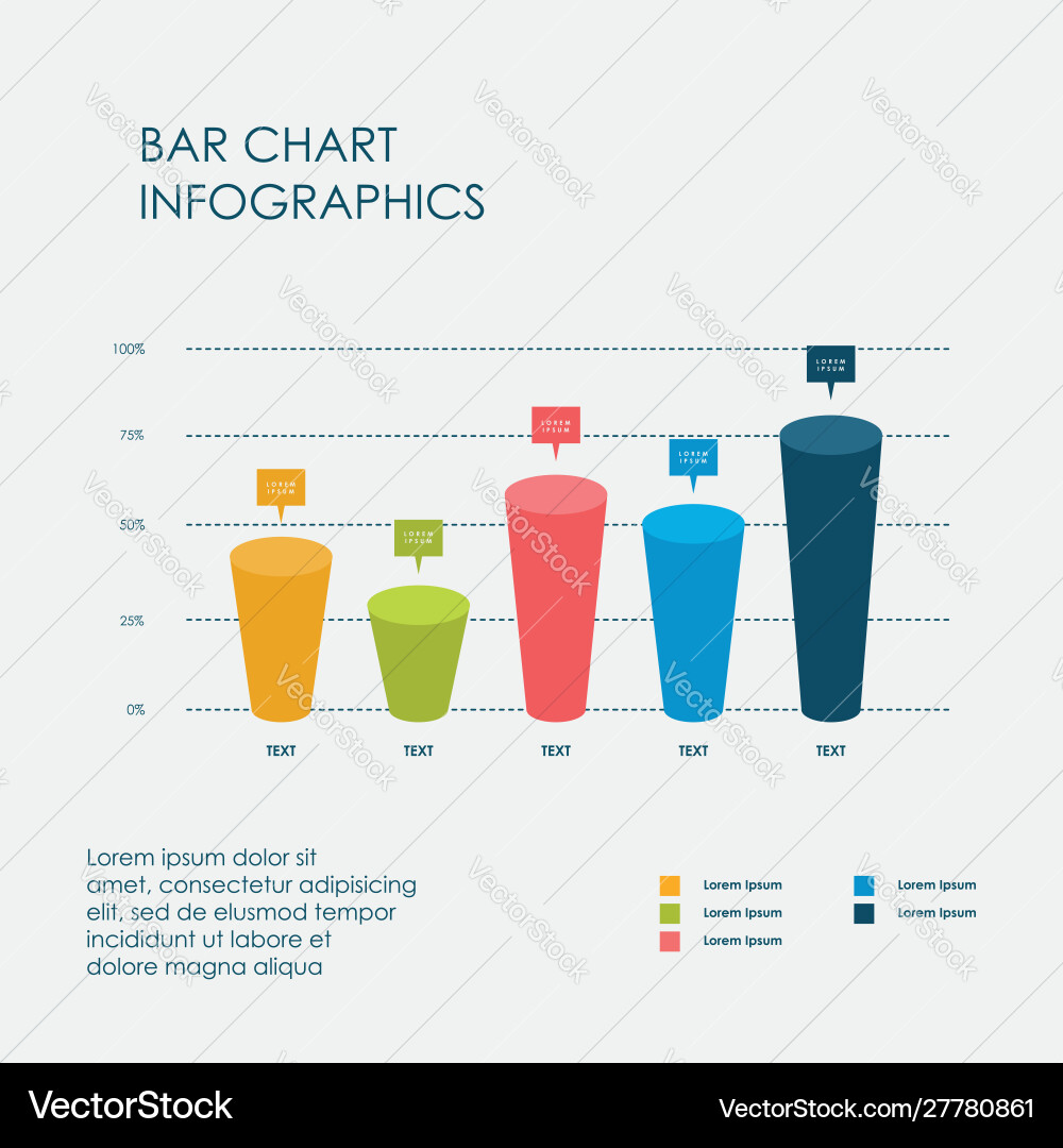 Bar chart infographics elements 3d flat Royalty Free Vector