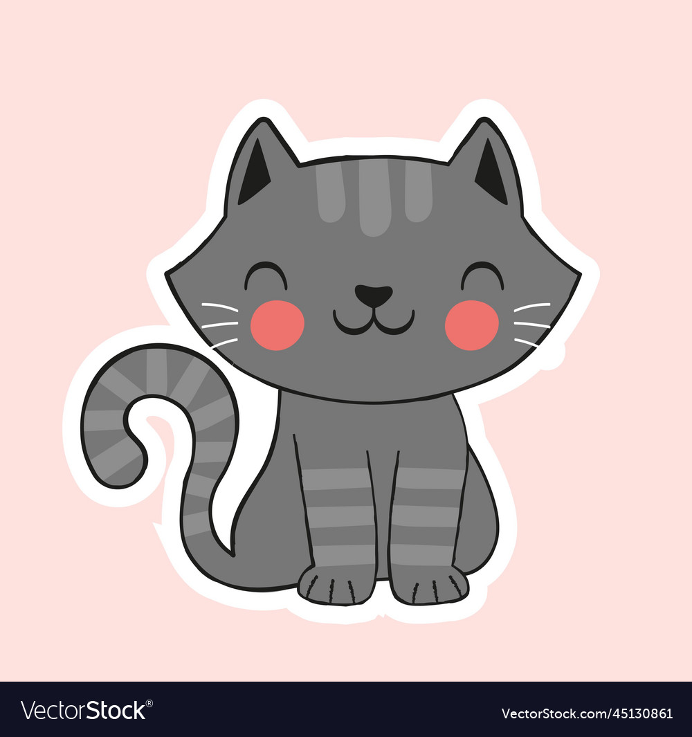 Set of Cute Caty Cat Stickers Some with Text, Vectors