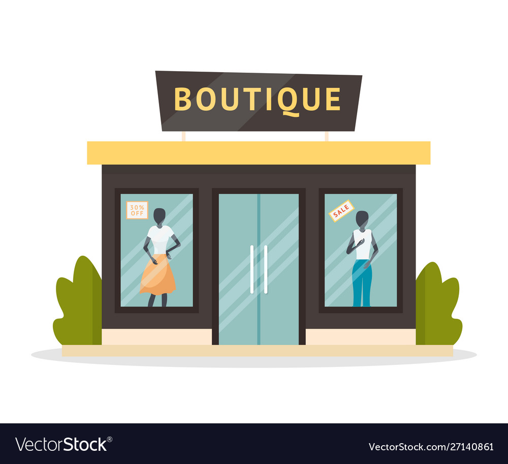 Fashion boutique facade flat Royalty Free Vector Image