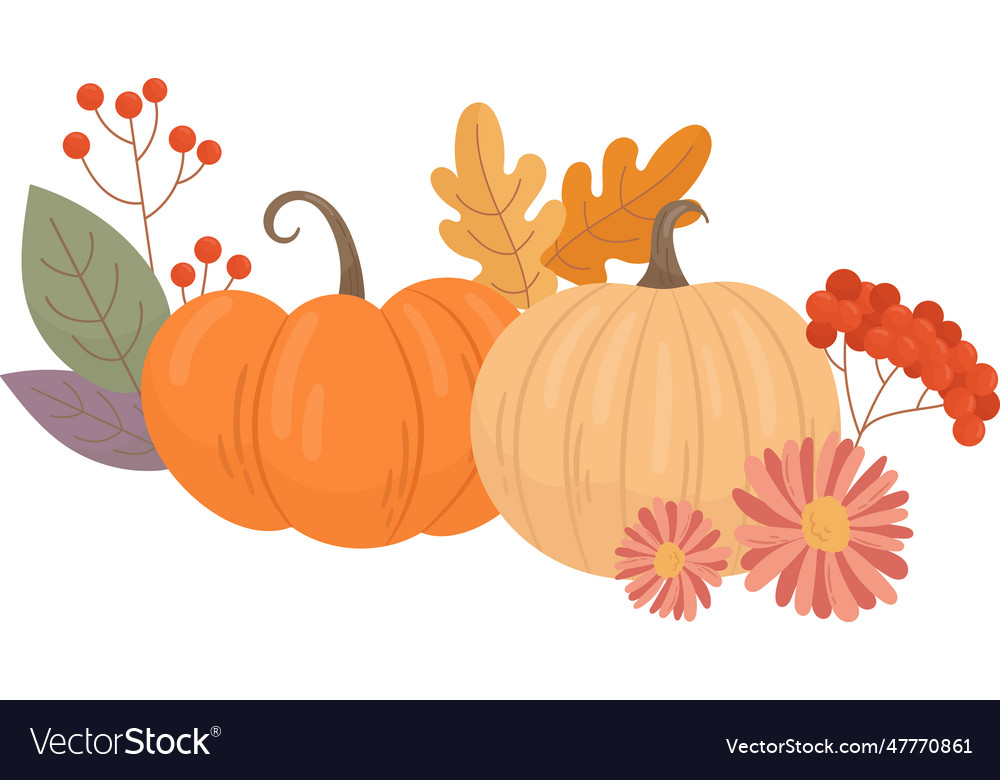 Floral pumpkins composition Royalty Free Vector Image