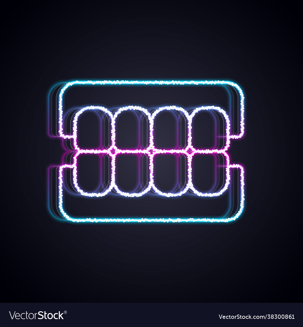 Glowing Neon Line False Jaw Icon Isolated On Black