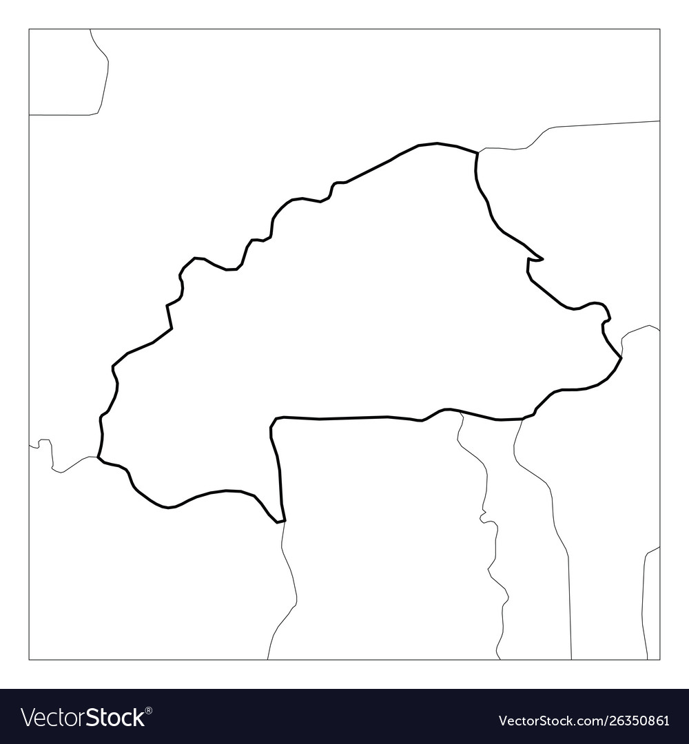 Map Burkina Faso Black Thick Outline Royalty Free Vector