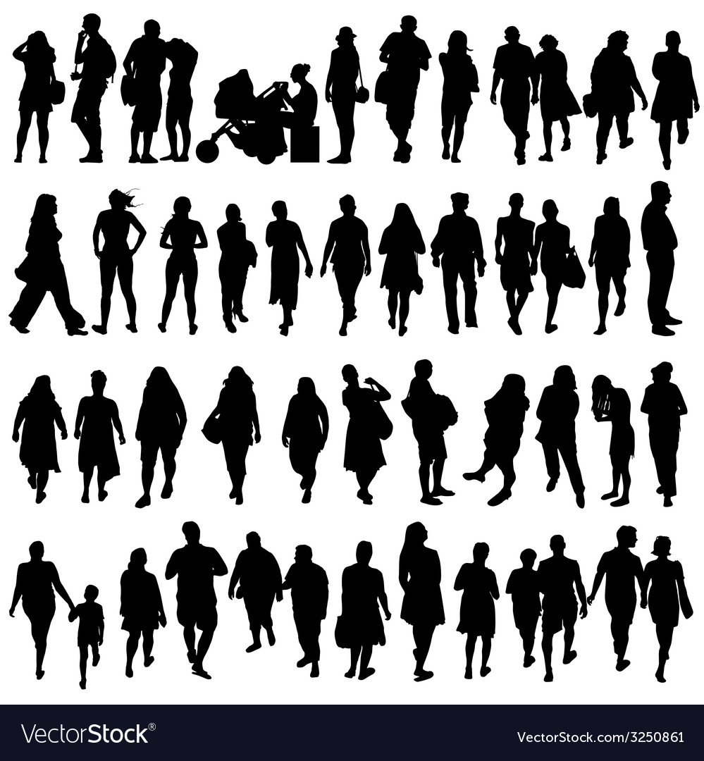 People black color silhouette Royalty Free Vector Image