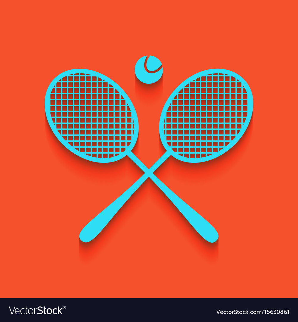 Two tennis racket with ball sign whitish Vector Image