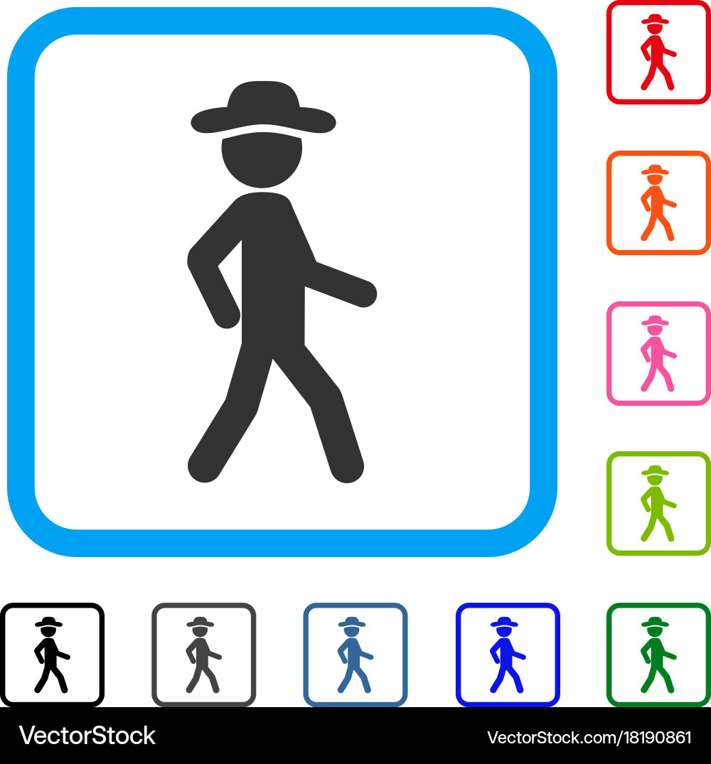 Walking gentleman framed icon Royalty Free Vector Image