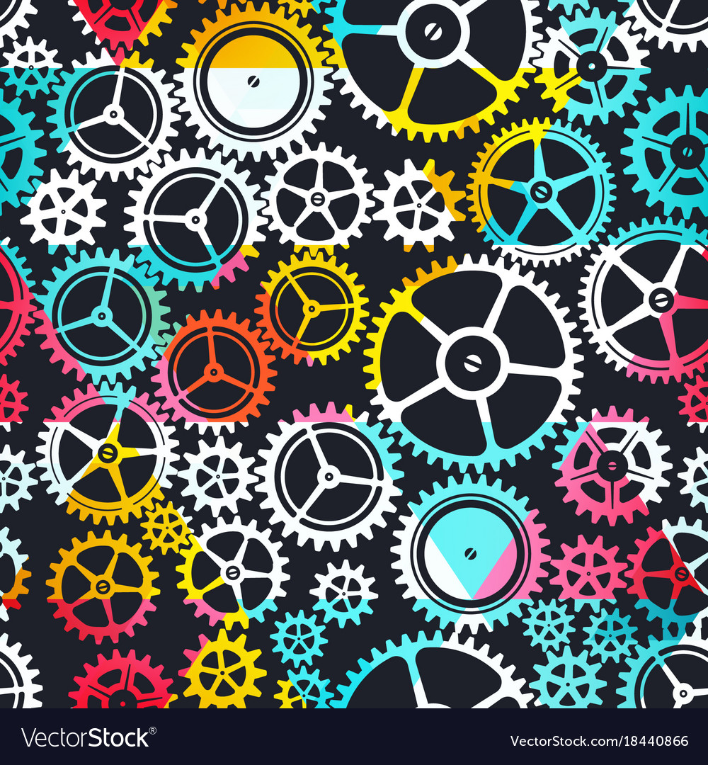 Colored clockwork seamless texture Royalty Free Vector Image