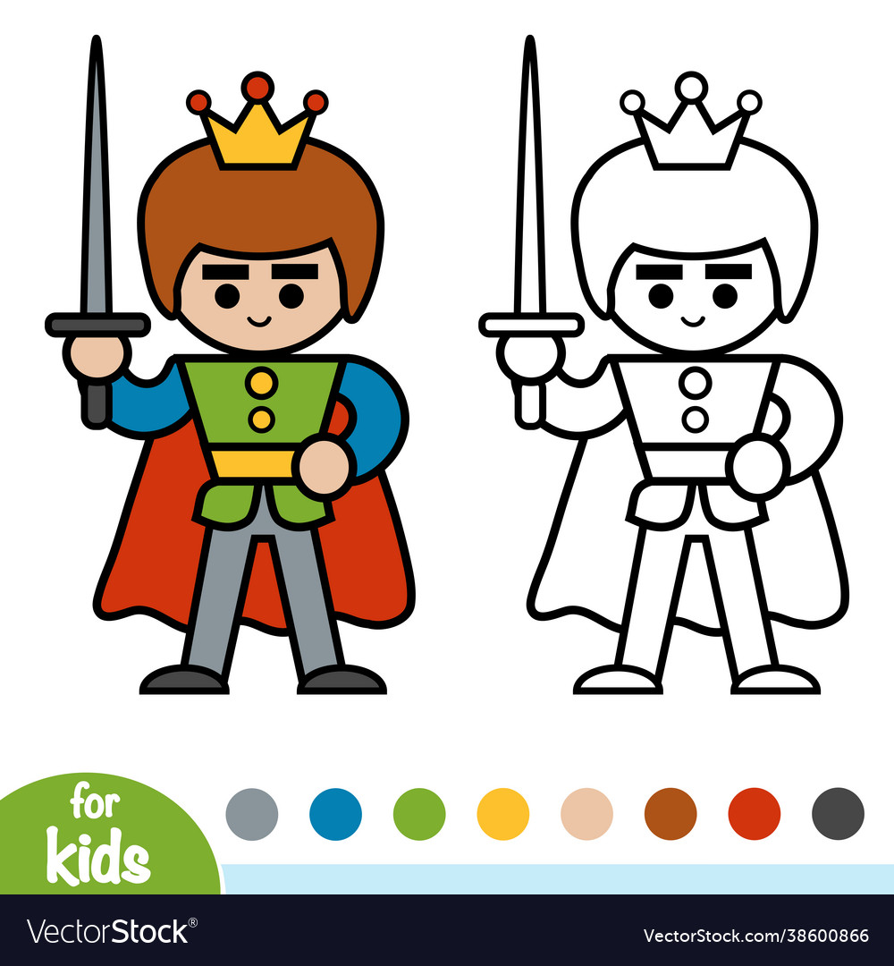 Coloring book prince Royalty Free Vector Image