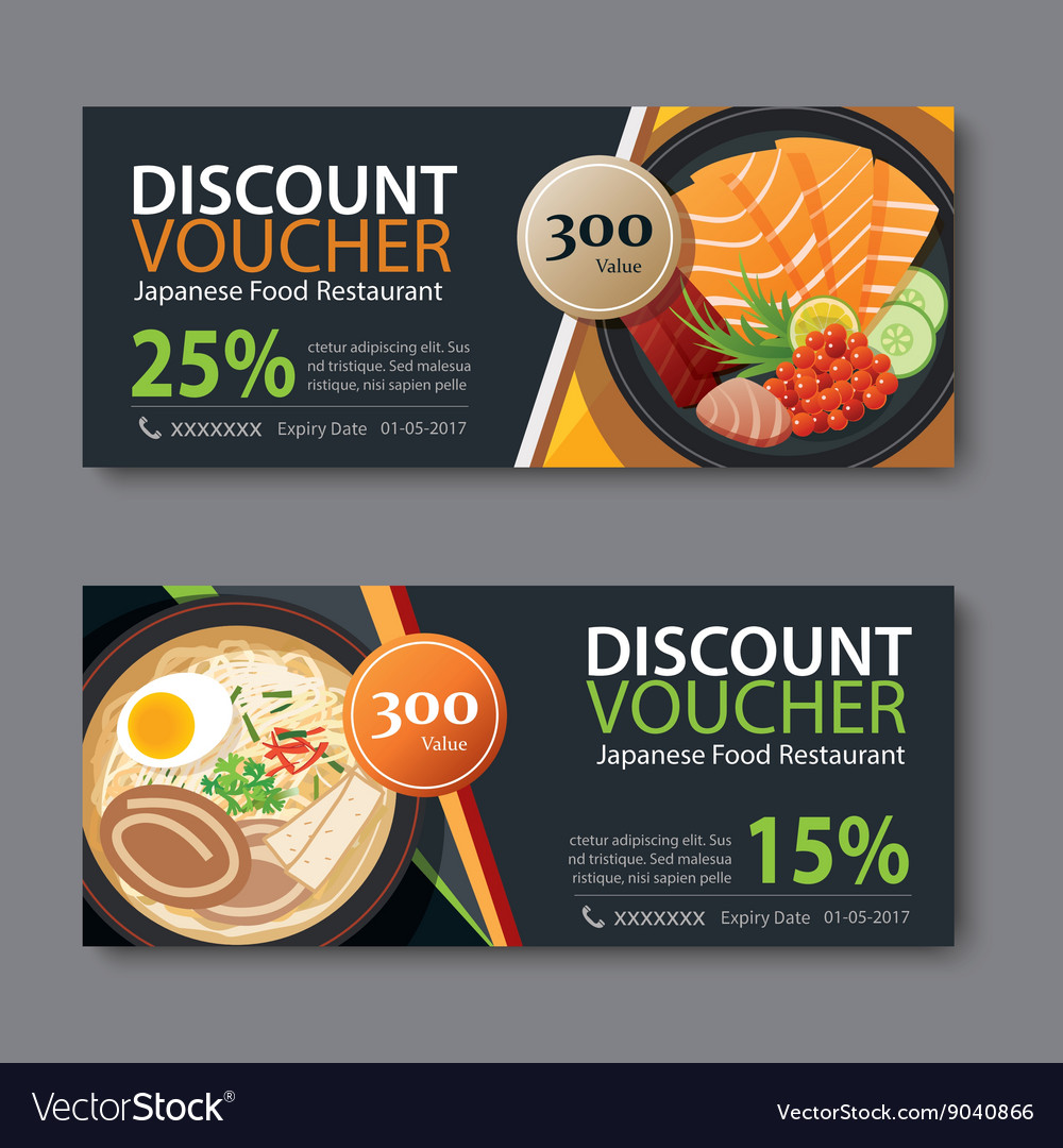 Discount voucher template with japanese food Vector Image