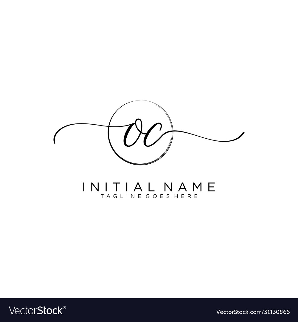 Oc initial handwriting logo with circle template Vector Image