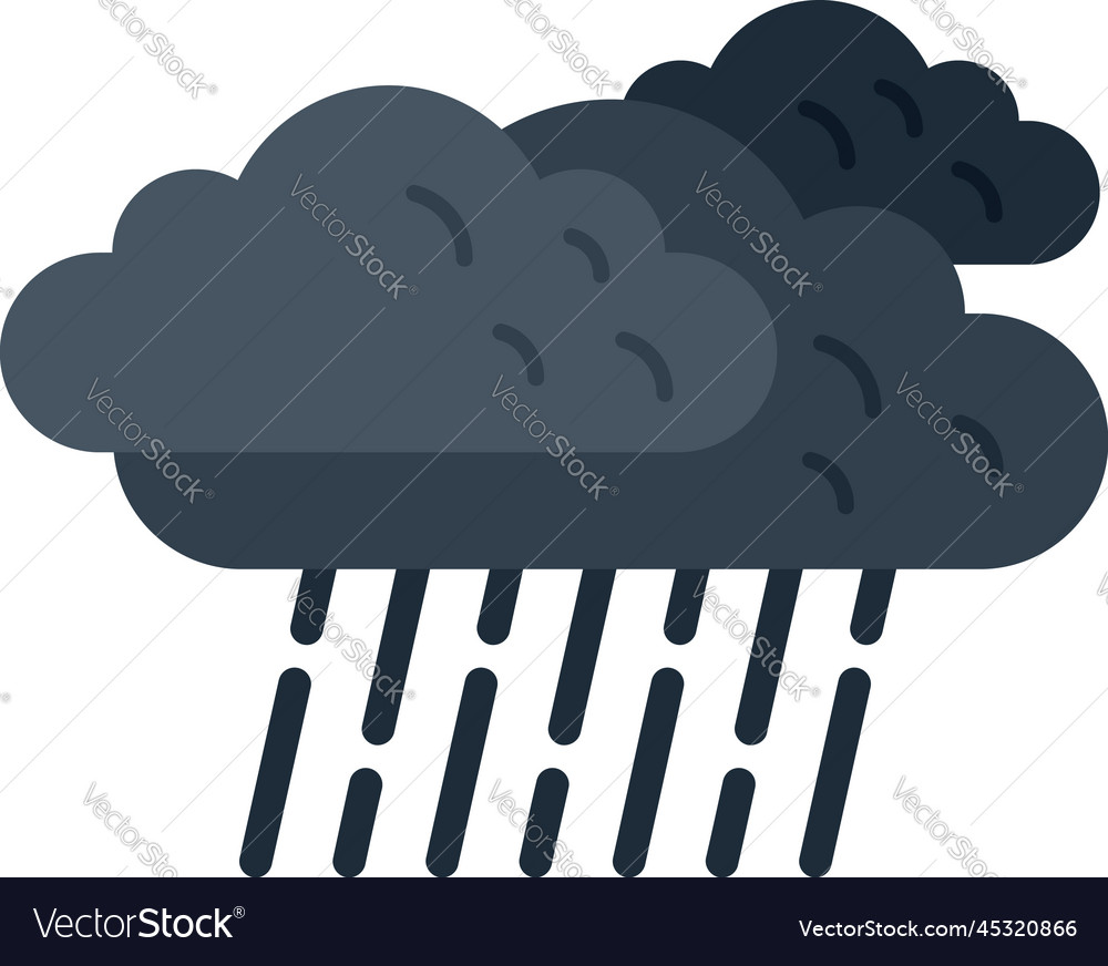 Rainy cloud icon flat cloudy rain Royalty Free Vector Image