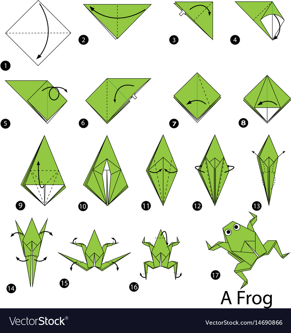 Step By Step Instructions How To Make Origami Vector Image