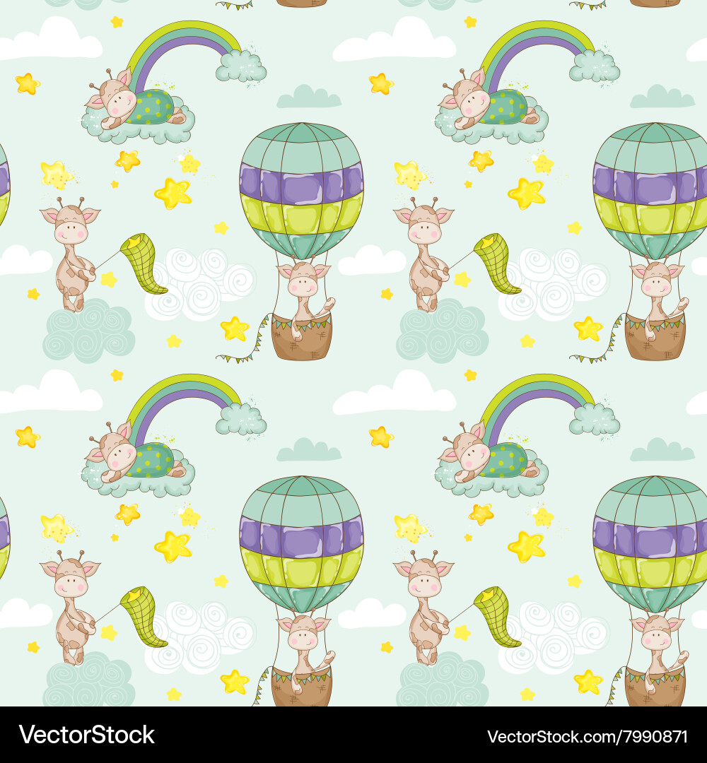 Baby Giraffe Background Seamless Pattern Vector Image