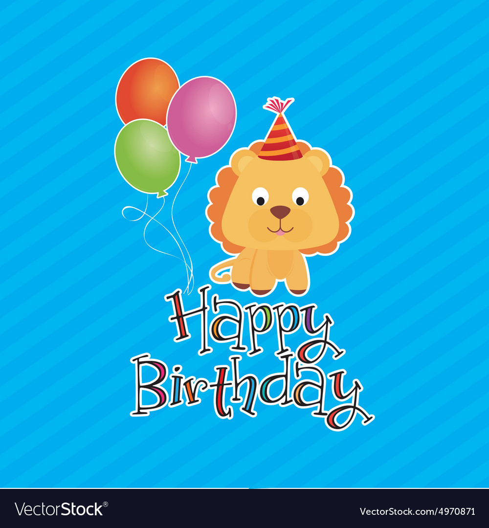 Colored background with text and a happy animal Vector Image