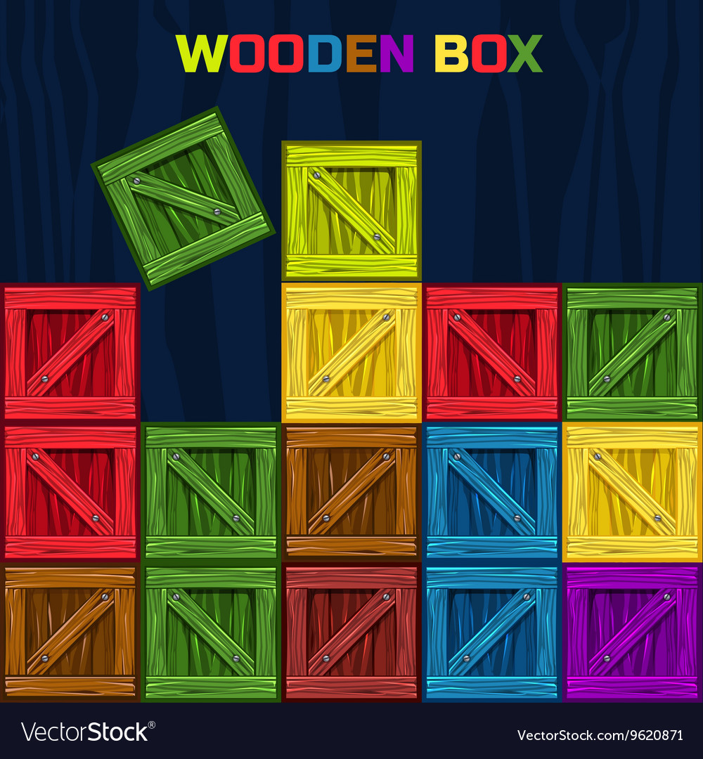 Colors wooden box game element Royalty Free Vector Image