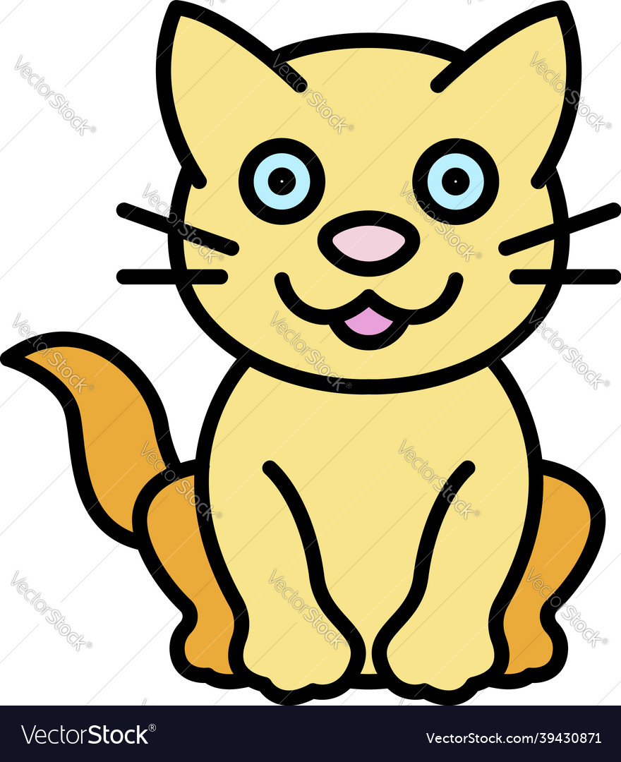 Happy cat icon color outline Royalty Free Vector Image