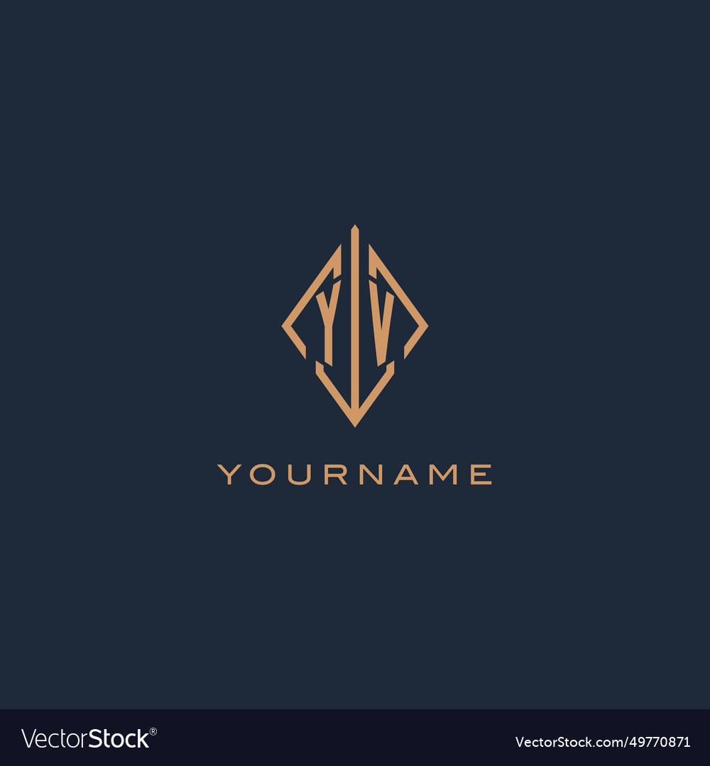 Monogram yv logo with diamond rhombus style Vector Image