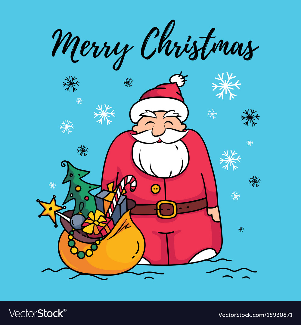 Template Of Merry Christmas Card With Vector Image