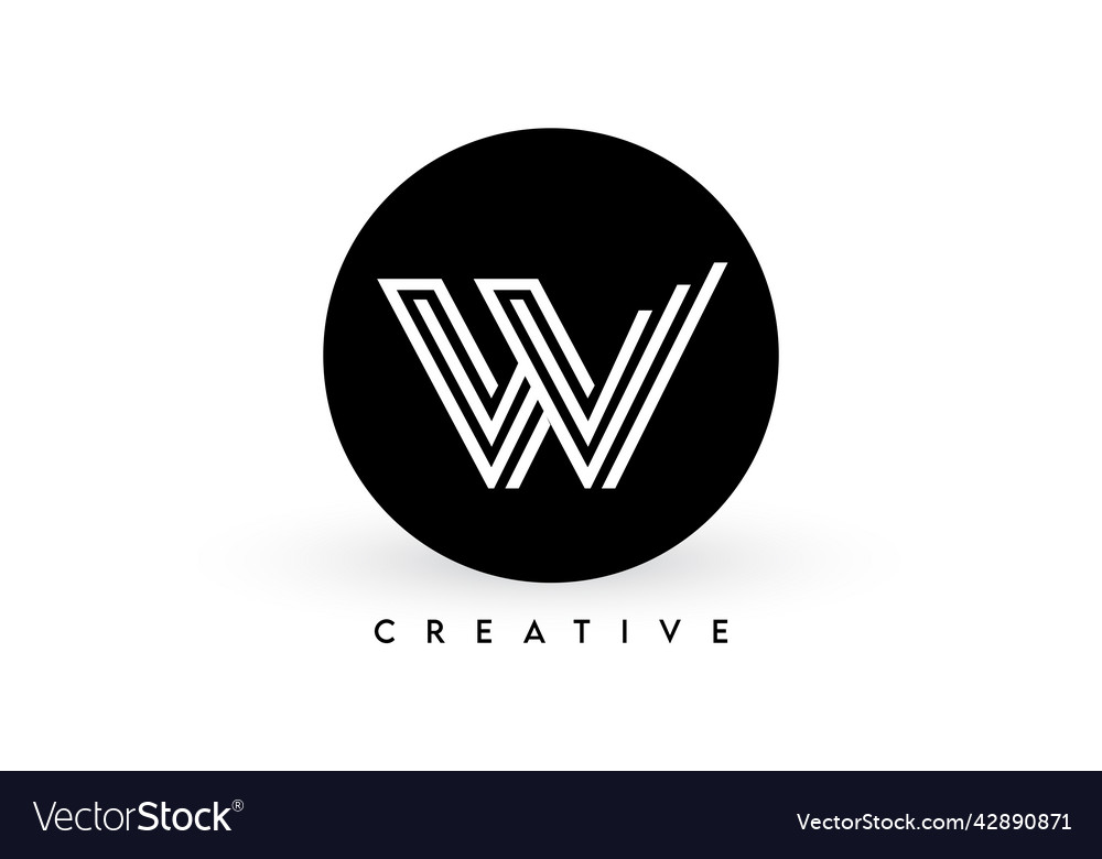 W letter logo design on a black circle creative Vector Image